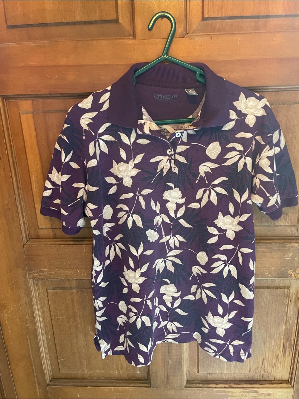 Cherokee Purple Polo with Cream Floral Print